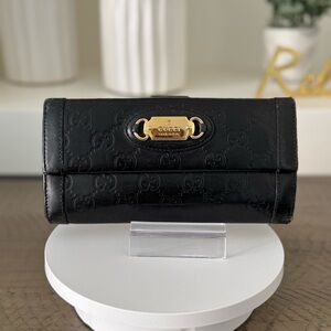 Gucci Guccissima/Leather Black Long Wallet